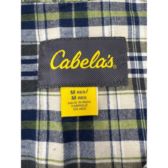 Cabela's Mens Plaid Long Sleeve Button Up Shirt Casual Outdoors Olive Blue M - Picture 4 of 6